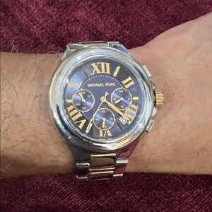Michael Kors Two-Tone Watch with Blue Dial
